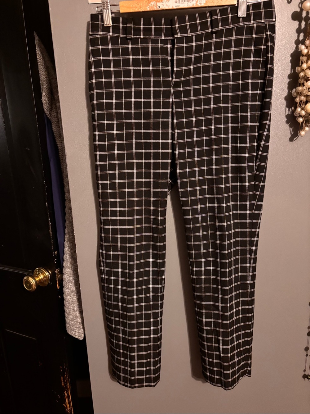 Banana Republic Avery Ankle Pants Black White Grid Plaid Trousers Size 0